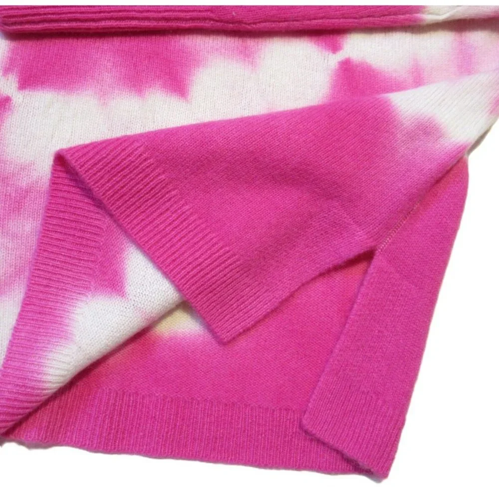 NWT J.Crew Cashmere Crewneck Sweater in Snow Larkspur Pink Tie-dye Pullover S